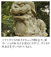 小さな子どもの狛犬までいる。親子仲良く、子どもの成長も見守ってくれているよう。